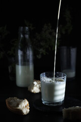 Milk and white bread in low key