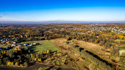 zielone tereny miasta Jastrzębie Zdrój jesienią z lotu ptaka, Śląsk, Polska