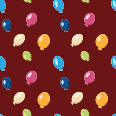 Balloons colored pattern on a burgundy background