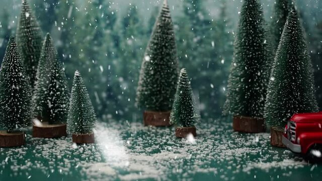 Stop motion Christmas scene in winter