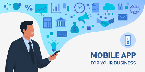 Businessman accessing digital services on his smartphone