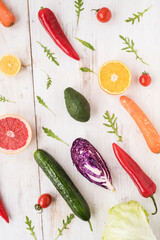 collage of fresh vegetables and vegetables for healthy eating