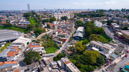 Fototapeta na wymiar aerial view of houses in Jardim Platina, Osasco.