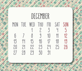 December year 2021 monthly pastel dots calendar