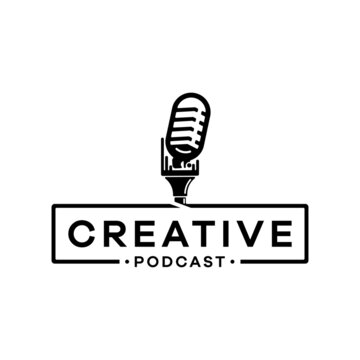 Podcast or Radio Logo design using Microphone logo premium vector