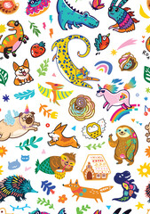 Excelllent childish pattern with mix animals