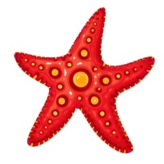 Red starfish or sea star vector illustration - obrazy, fototapety, plakaty