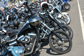 Row of parked motorcycles