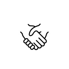 Obraz premium Handshake outline black icon. High quality linear isolated sign on white background. From finance collection flat trendy handshake symbol. For web, app, ui ux, mobile. Business concept. Vector EPS 10