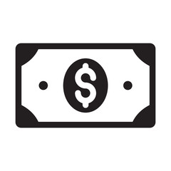 Banknote with dollar sign. Simple icon isolated on white background.