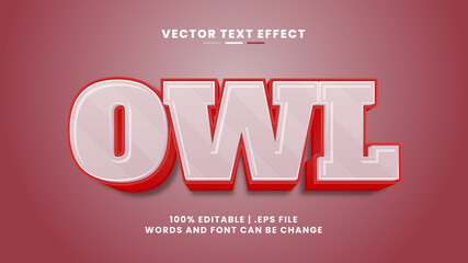 Owl 3d editable text effect in cartoon and game text style