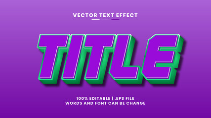 Title 3d editable text effect in cartoon and game text style