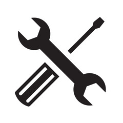 Working tools screwdriver and wrench for repair or support symbol. Simple icon isolated on white background.