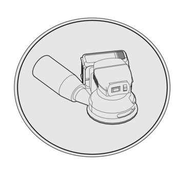 drawing tecnic of electric sander with gray background