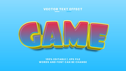 Game 3d editable text effect in cartoon and game text style
