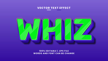 Whiz 3d editable text effect in cartoon and game text style