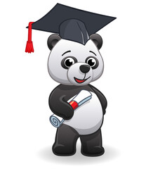 cartoon student panda graduating