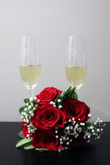 champagne and roses