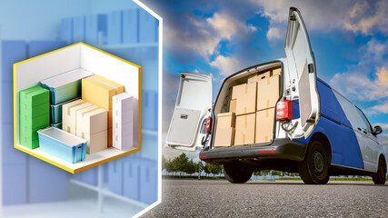 Warehouse storage and transportation of goods. Concept -rental machines for transporting things....