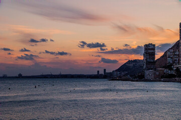 picturesque sunset on the beach in the Spanish city of Alicante