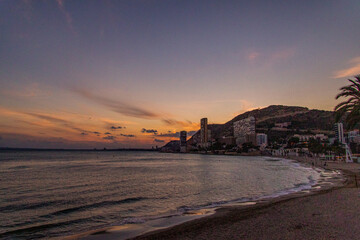 picturesque sunset on the beach in the Spanish city of Alicante