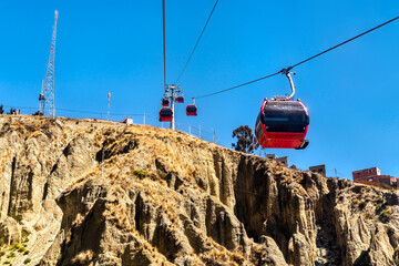 Cable car above La Paz, the capital of Bolivia