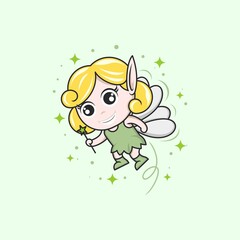 cute cartoon fairy girl. vector illustration for mascot logo or sticker