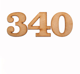 Number 340 - Piece of wood isolated on white background