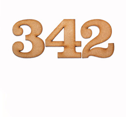 Number 342 - Piece of wood isolated on white background