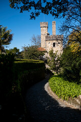Fototapeta na wymiar View of the Tower in Quinta da Regaleira in Sintra, Portugal.