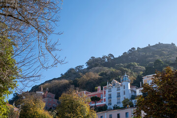 View on one of the streets of old Sintra, Portugal.