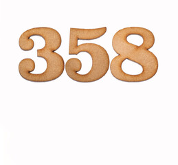 Number 358 - Piece of wood isolated on white background