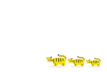 虎・虎年のかわいい年賀状・背景素材 - 3匹並んだ張り子の虎