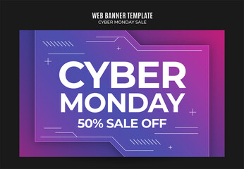 cyber monday banner design template Premium Vector for social media post, web banner and flyer