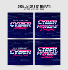cyber monday square banner template. Promotional banner for social media post, web banner and flyer