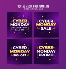 cyber monday square banner template. Promotional banner for social media post, web banner and flyer