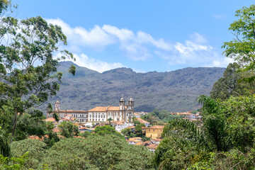 Fototapeta na wymiar Nossa Senhora do Carmo Church, seen from the Horto Trail. Ouro Preto, Minas Gerais, Brazil