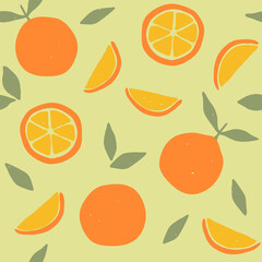 Seamless pattern with oranges. Citrus fruits modern color texture. Abstract vector graphic illustration