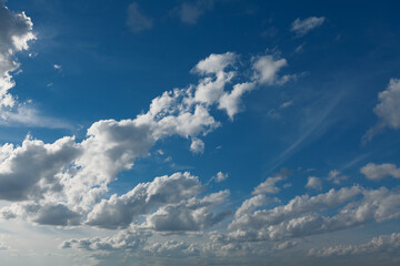 Daytime color of blue sky with clouds . Natural heaven light