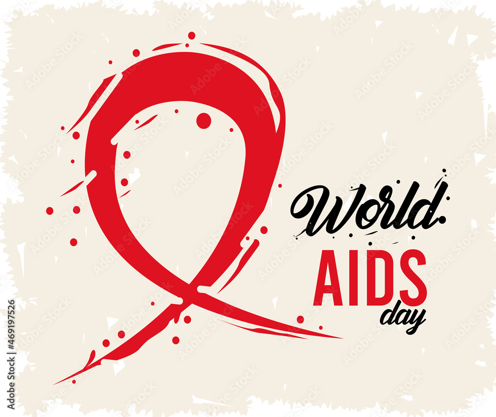 Sticker world aids day ribbon paint