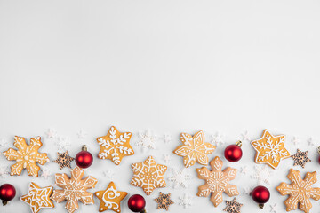 Christmas background with gingerbread cookies