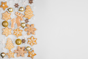 Christmas background with gingerbread cookies