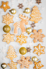 Fototapeta na wymiar Christmas texture background with gingerbread