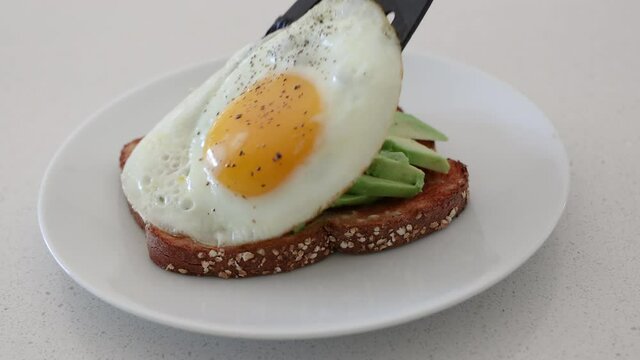Adding an Egg to Avocado Taost