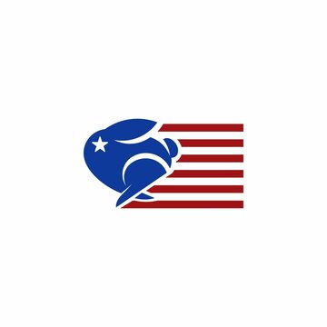 bunny logo and american flag. vector illustration for business logo or icon