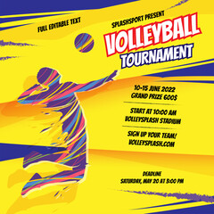 volleyball tournament flyer design template - obrazy, fototapety, plakaty