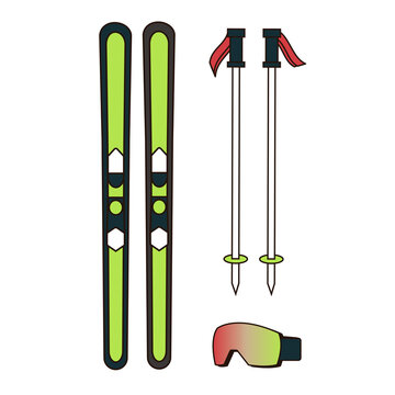 スキー用品-イラストグラフィック素材