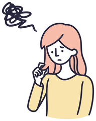 髪　ダメージ　ぼさぼさ　女性　イラスト