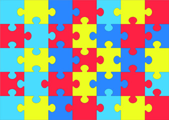 Large 35-piece puzzle. Colorful puzzle. Autism colors
