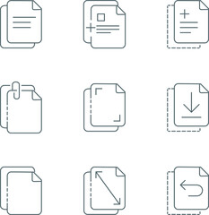 Line icon set for applications, documents icons